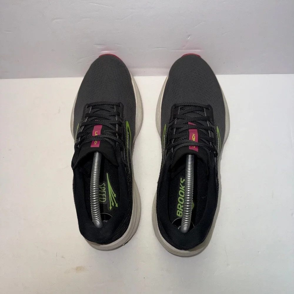 Brooks Launch 10 Running Shoes Womens 9 Black Neon Pink Green Sneakers